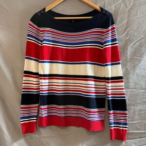 Talbots Red Blue White Striped light weight sweater womens size S Classic